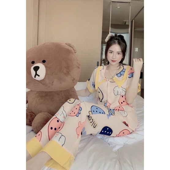 Bộ lụa satin - latin vịt lửng ( pizama ) hình thật