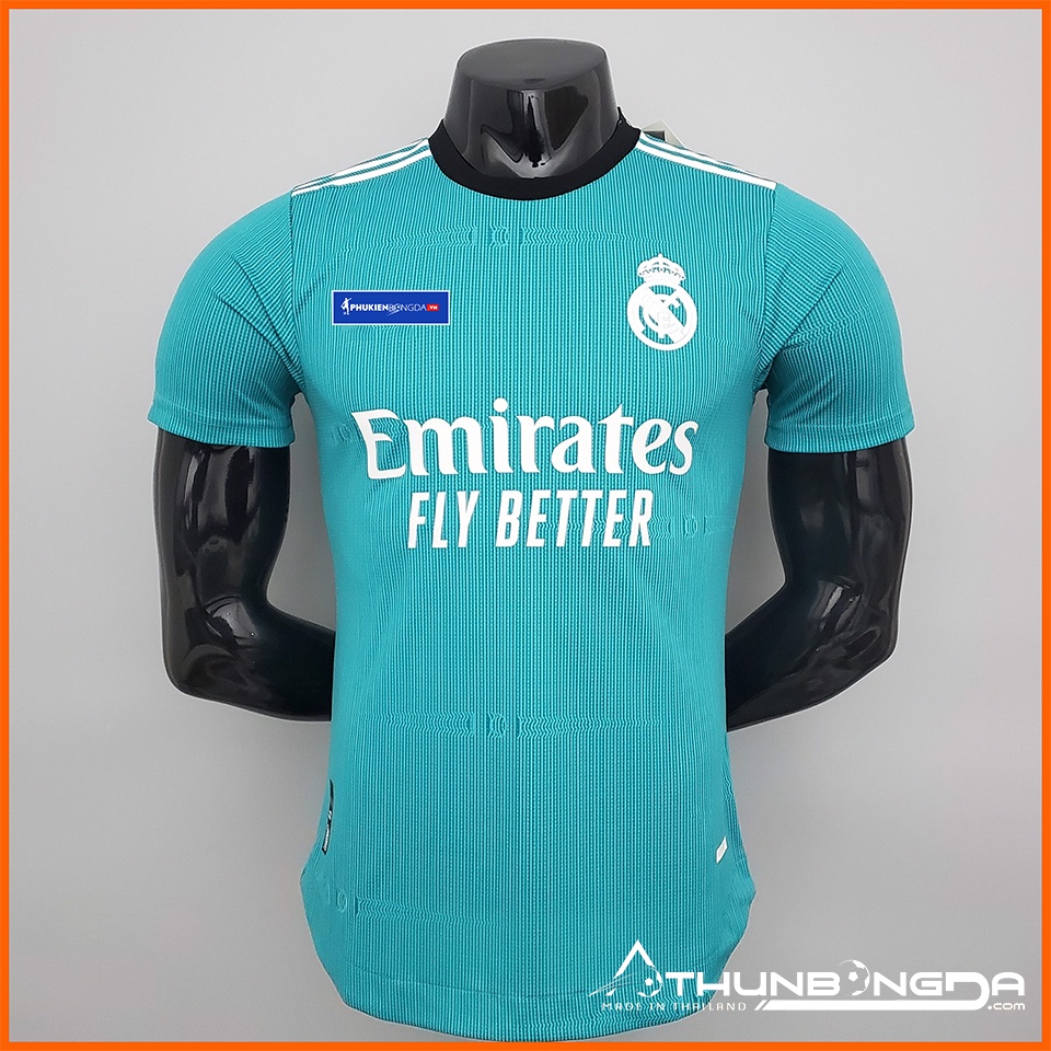 Áo Real Madrid xanh ngọc sân khách 2021/2022, 2021/22 mẫu 3 bản PLAYER Body Fit cao cấp