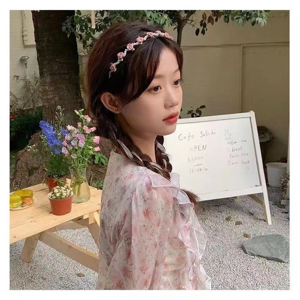 Băng Đô Vải Satin Đính Hoa Và Ngọc Trai Thời Trang Cho Nữ