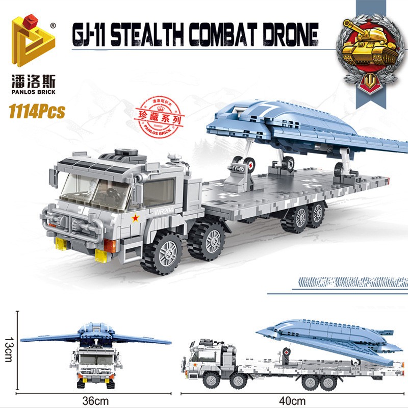 Lắp ráp Mô hình Military  Red Arrow 10 anti-tank missile xe tăng Attack 11 Stealth Combat Drone panlos 639005 639006