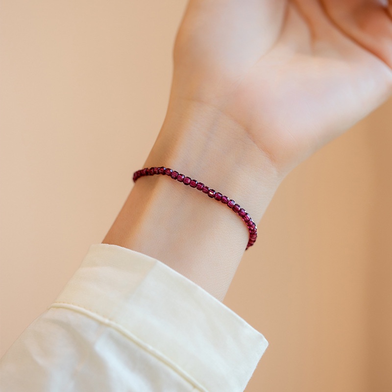 [Hàng Mới Về] Vòng Đeo Tay Chuỗi Hạt 2mm Màu Đen / Tím Thời Trang Mùa Hè Cho Nữ