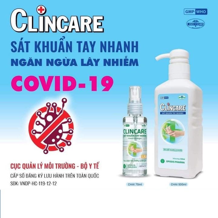 Nước rửa tay sát khuẩn nhanh Clincare 500ml ( không rửa lại với nước )