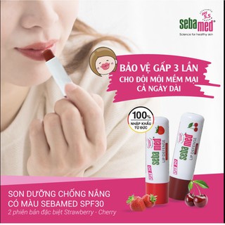Sebamed Son dưỡng hương dâu bảo vệ, chống khô và nứt môi Sebamed Skin Lip Defense Spf 30 (4.8g)