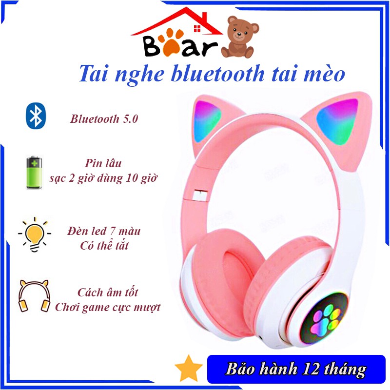 Tai Nghe Mèo Bluetooth, Headphone Tai Mèo Dễ Thương Có Mic,Âm Bass Mạnh Mẽ Và Dung Lượng Pin Khủng 400mAh BH 12 Tháng | BigBuy360 - bigbuy360.vn