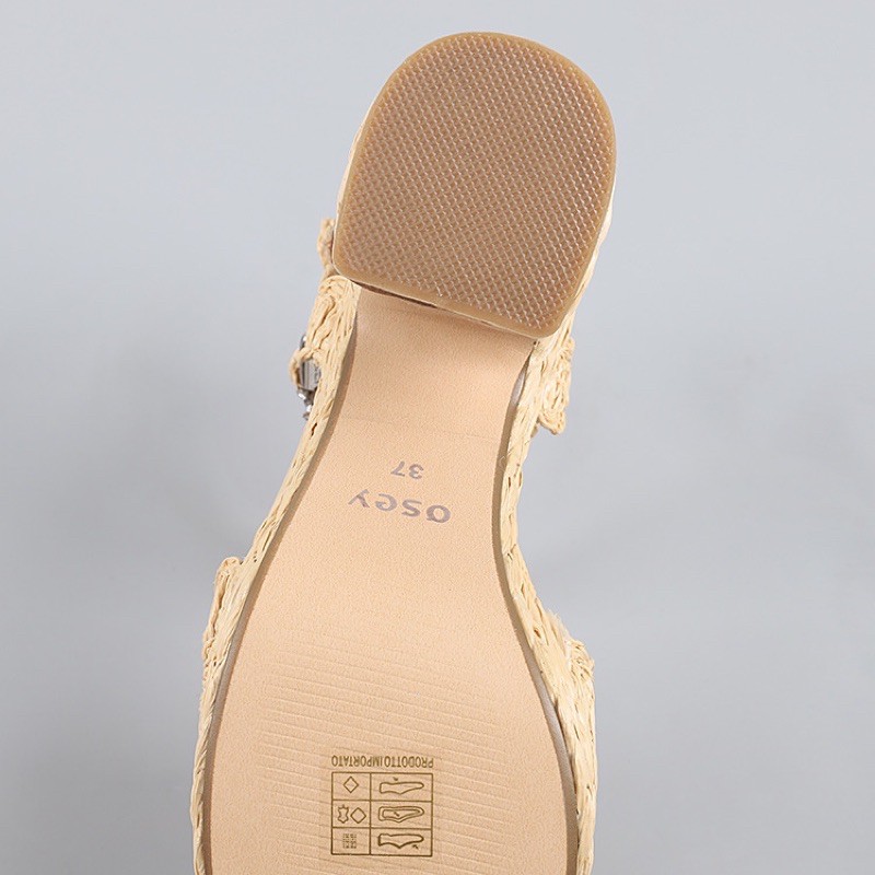 {Order} Sandal nữ cói cao gót hàng xuất Italia Vera Pelle TQXK G4