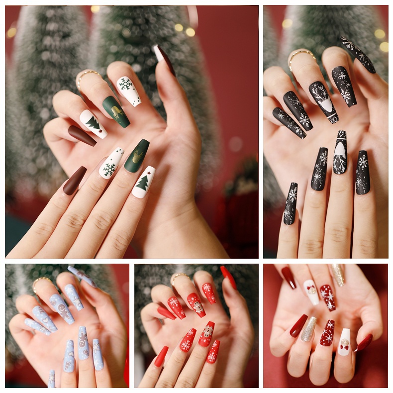 Bộ Móng Giả [ CHISTMAS] [HALLOWEEN] [Đóng Hộp 24 Chiếc Đủ Size - Sẵn Keo Và Dụng Cụ] BST