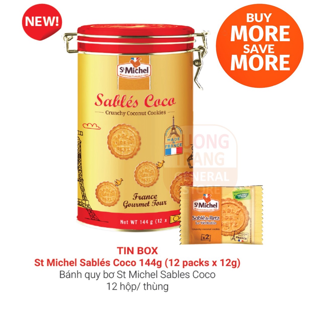 Bánh Cake St Michel Sablés Coco hộp thiếc 144g