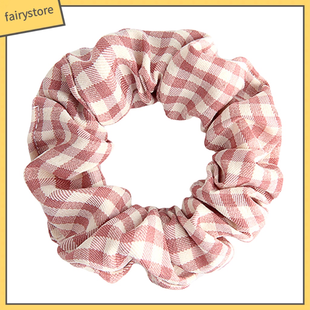 Dây Buộc Tóc Hoạ Tiết Sọc Ca Rô Phong Cách Hàn Quốc