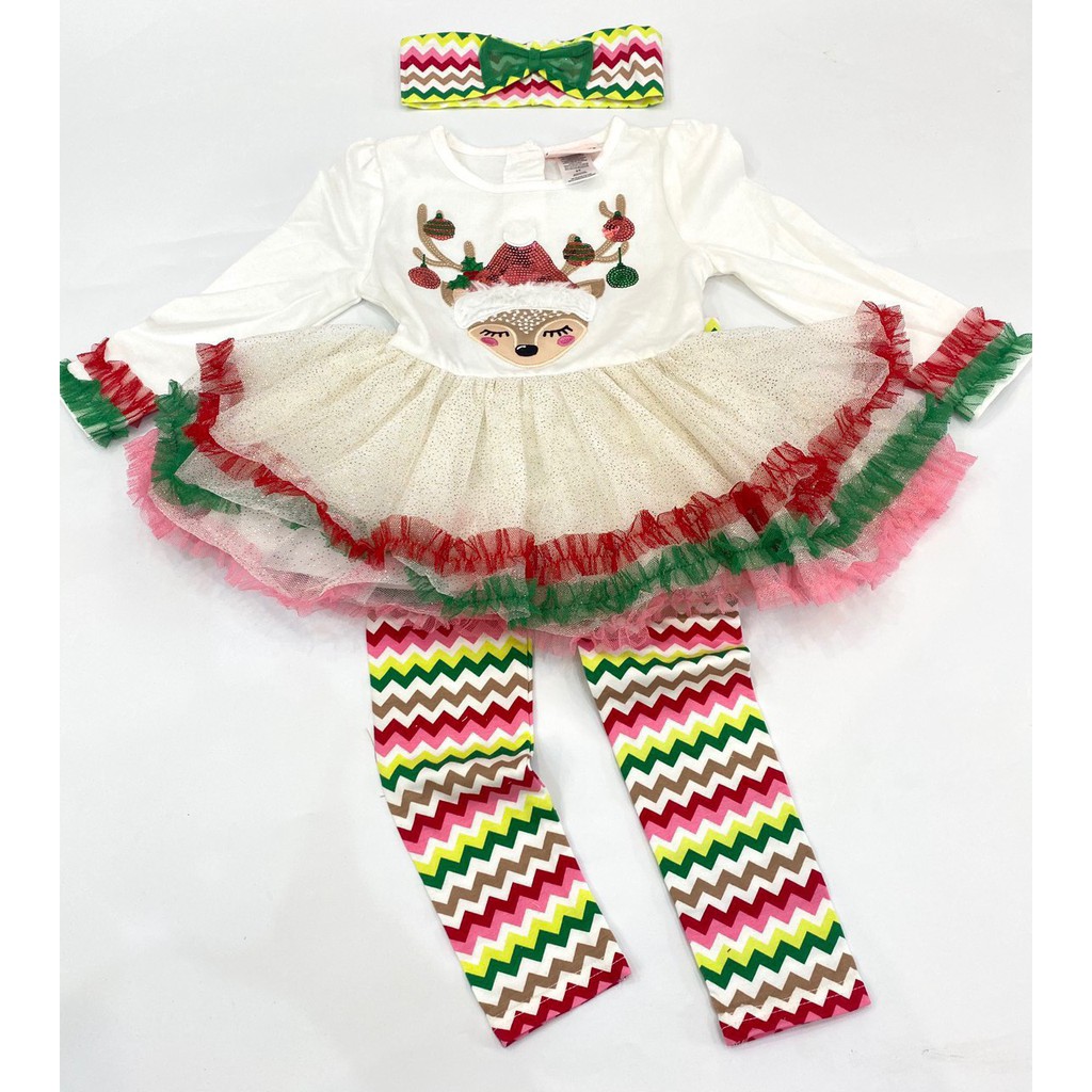 Set 3 chi tiết áo váy quần legging + turban Noel