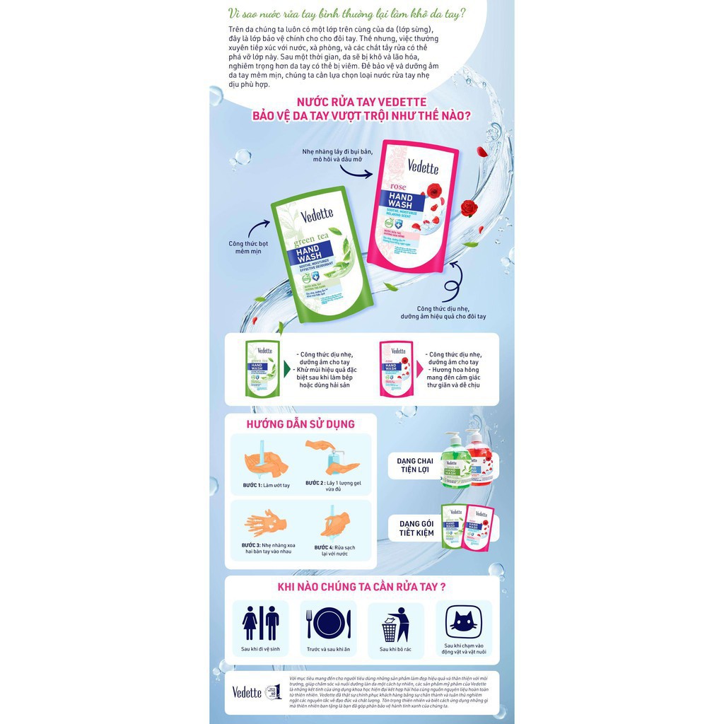 Nước rửa tay Vedette 500ml các loại Dạng Chai - Kháng khuẩn & dưỡng ẩm | BigBuy360 - bigbuy360.vn