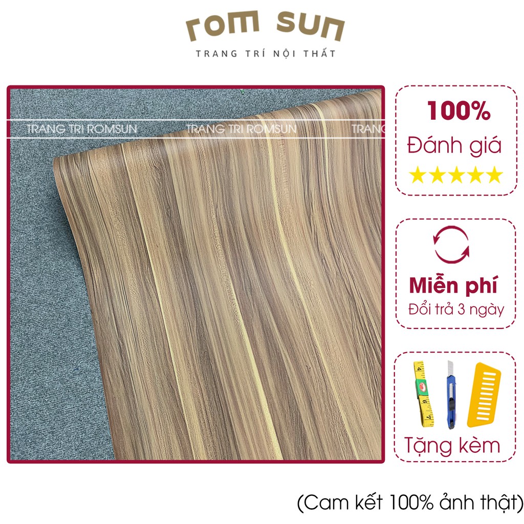 Decal giả gỗ -  Giấy dán tường vẫn gỗ 3D  dán bàn tủ chống nước sẵn keo đẹp giá rẻ