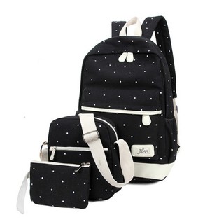 Set ba món balo chấm bi tuyết,balo nữ,balo xinh,ba lô đẹp,balo nam,balo đi học,balo du lịch,ba lô đa năng,balo kute,balo