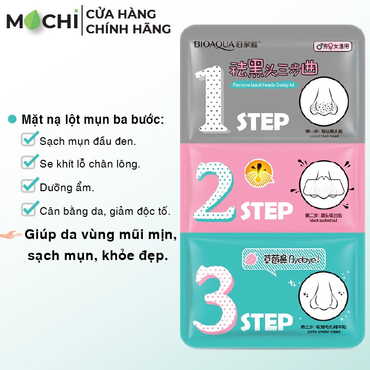 Mặt Nạ Lột Mụn Đầu Đen Mũi Set 3 Bước Mask Bioaqua Cao Cấp Nội Địa Trung MOCHI SHOP | BigBuy360 - bigbuy360.vn