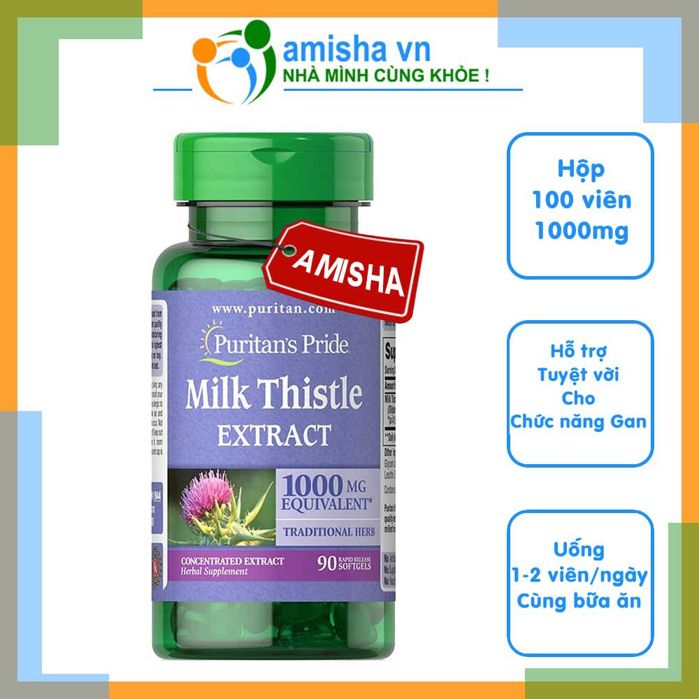 Bổ Gan Milk Thistle Extract Puritan’s Pride 1000mg 90-180 Viên - Mỹ