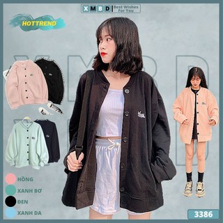 Áo Khoác Cardigan Nỉ Bông Thêu Chó Form Rộng Unisex Áo Khoác Nỉ Nữ Cardigan Nữ Cài Nút THÊU CHÓ - AK3386