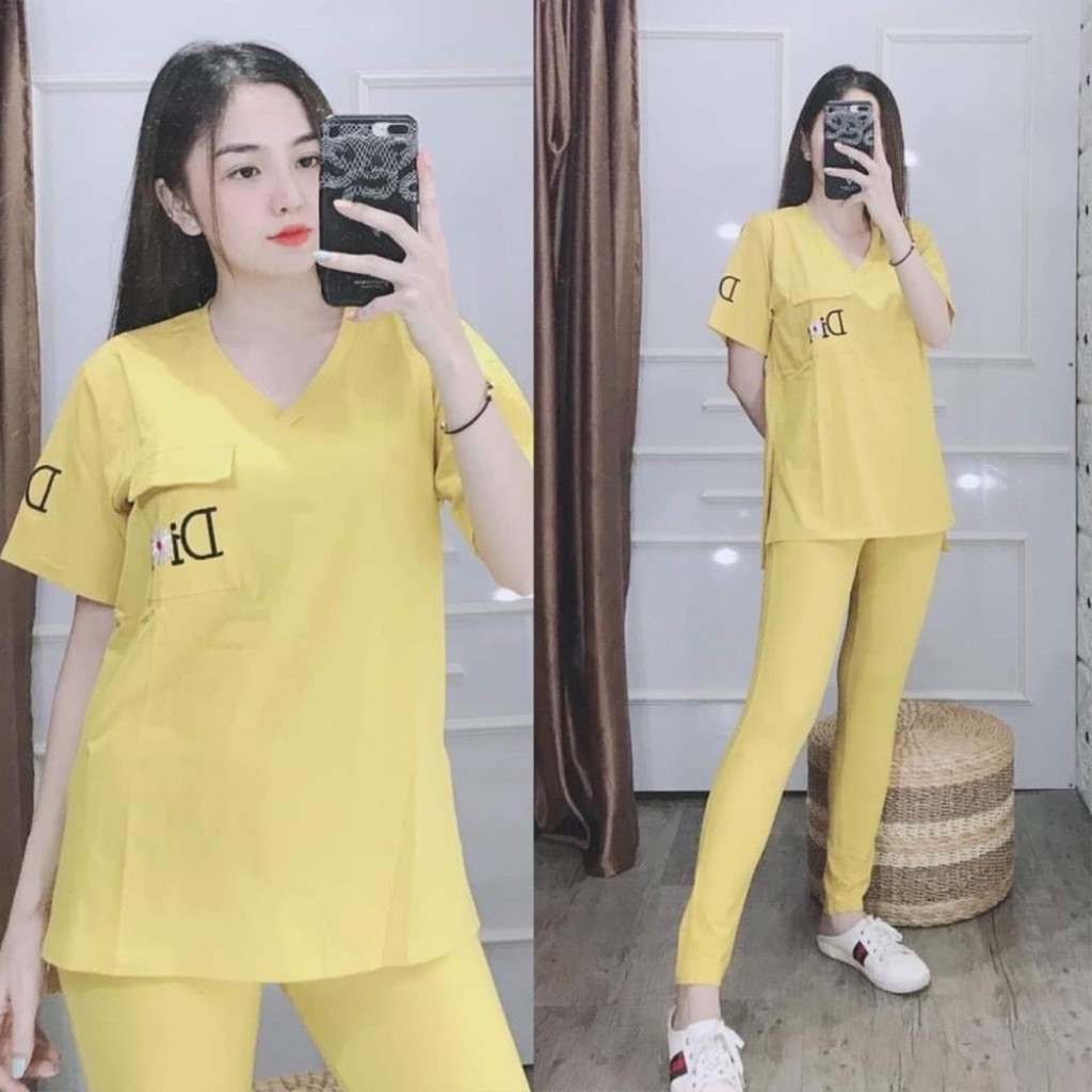 Đồ bộ nữ cotton Đồ bộ mặc nhà đẹp bigsize 45 -85kg thể thao Sét đồ bộ thun túi DB10 bông hoa quần dài thoáng mát ESHOP