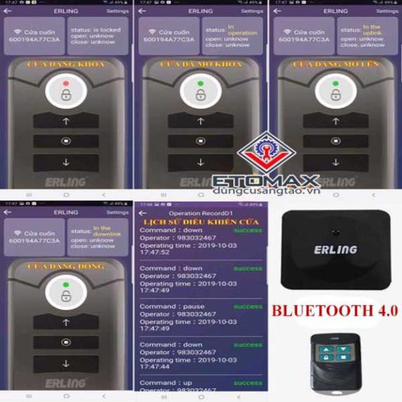 [SEAL SỐC]  Bộ điều khiển cửa cuốn bằng điện thoại ERLING Bluetooth