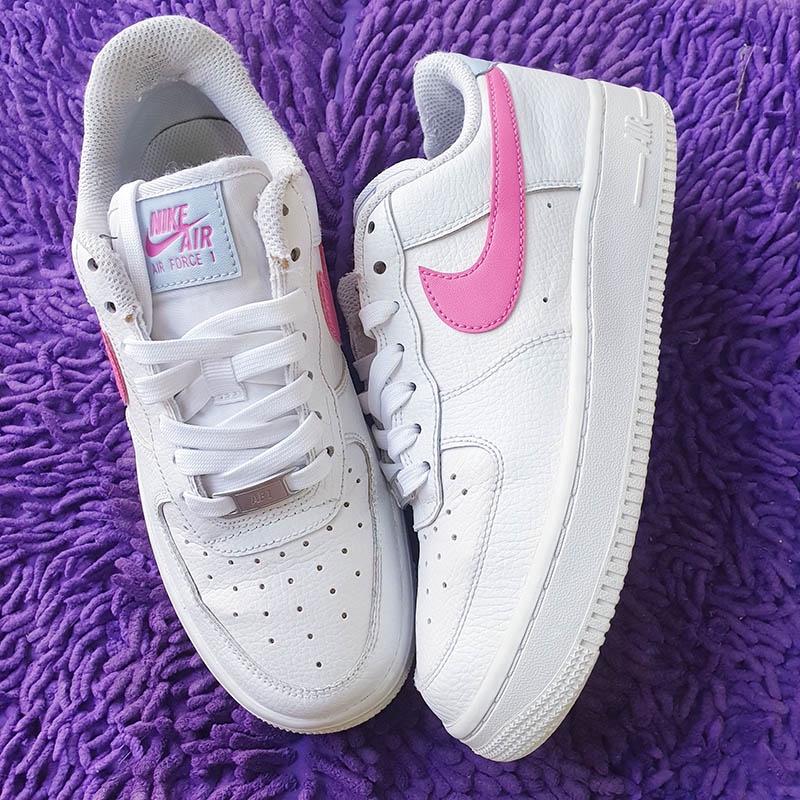 Giày Nike Air Force 1 Low - White/Pink, size 36.5, real 2hand