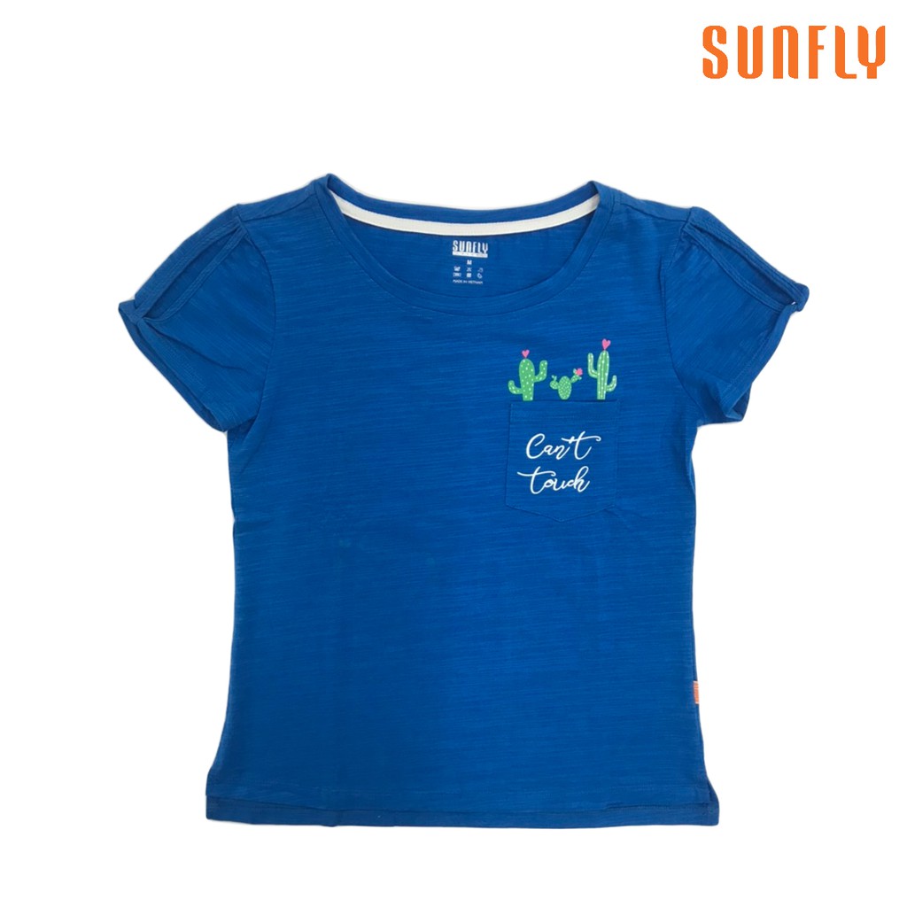 Áo phông nữ Sunfly, chất cotton co giãn, mềm mịn thấm hút tốt SCA4304