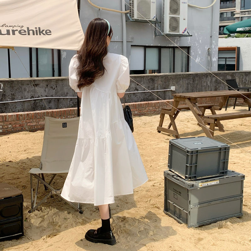 Đầm Tay Phồng Phong Cách Hàn Quốc Thanh Lịch Dành Cho Nữ