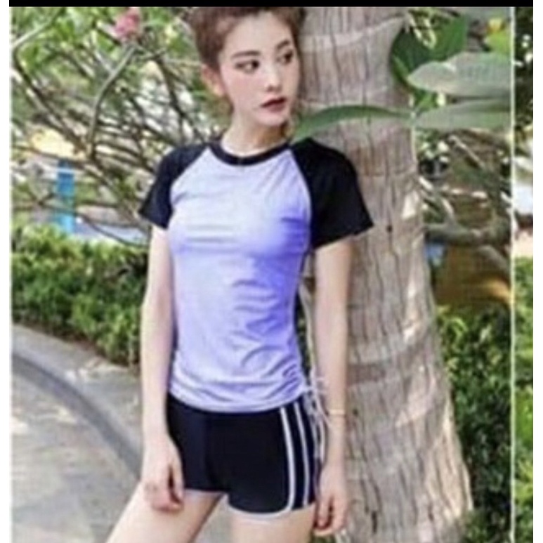 ĐỒ BƠI NỮ . Bikini cọc tay quần đùi kiểu dáng học sinh dễ thương full màu