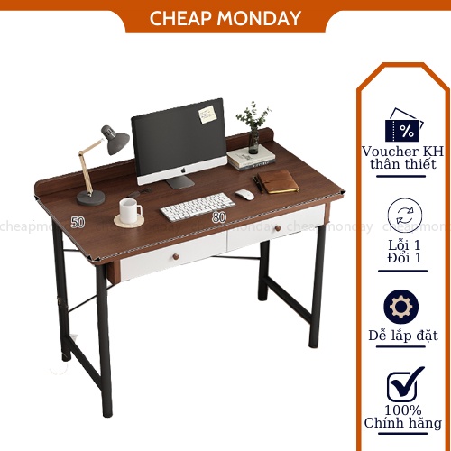 Bàn làm việc, học tập cao cấp nhập khẩu mặt gỗ MDF chống ẩm, chân sắt sơn tĩnh điện kèm hộc tủ chứa đồ tiện ích