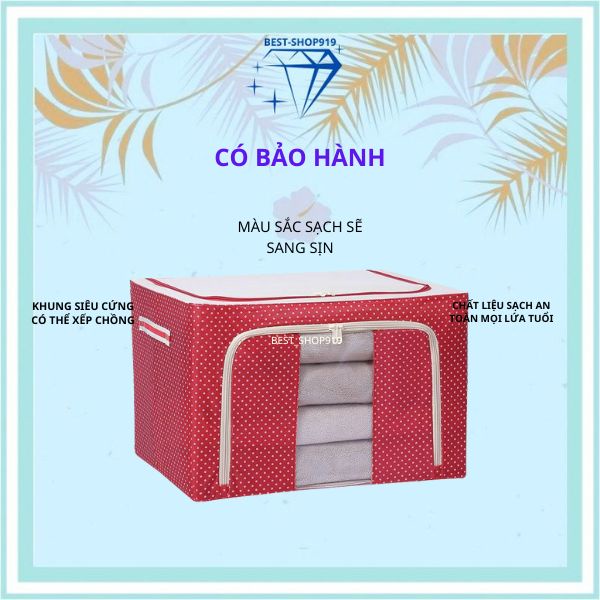Hộp Vải Khung Thép Đựng Quần áo Chăn Màn Đồ Chơi Trẻ Em Có thể gấp gọn Sắp xếp Tủ Quần áo Gọn Gàng Cỡ Lớn 72L