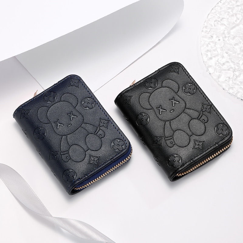 Ví nữ đẹp mini ngắn cầm tay nhỏ gọn hình gấu bear rich cute nhiều ngăn bỏ túi giá rẻ,ví gấu mochi dập nổi 13,x
