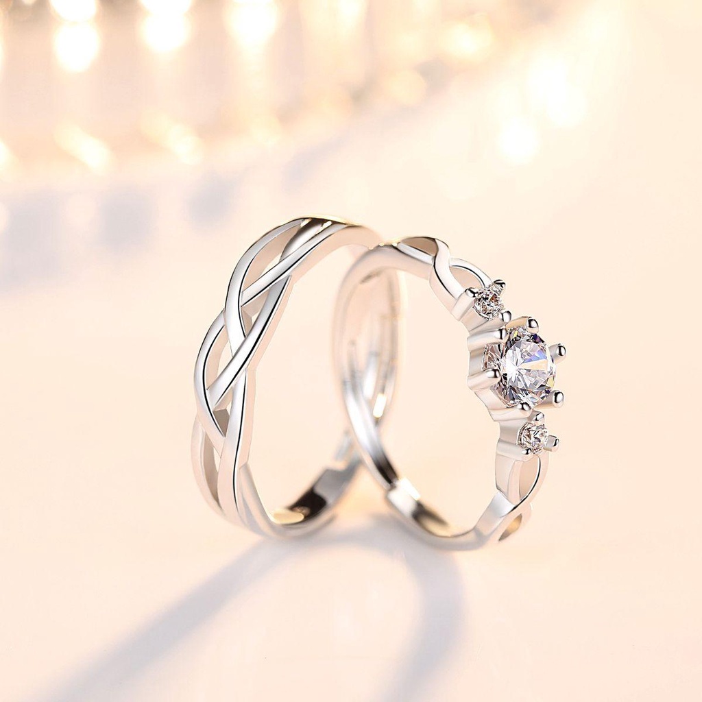 Set 2 Nhẫn Hình Trái Tim Thời Trang|Váy Cưới Có Thể Điều Chỉnh Kích Cỡ