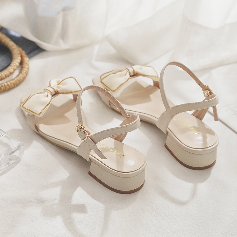 Giày Sandal Cao Gót Cài Khóa Đính Nơ Thời Trang Mùa Hè Phong Cách Hàn Quốc Dành Cho Nữ 2022