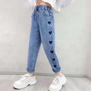 Quần jean bé gái Quần bò bé gái in hình trái tim size đại