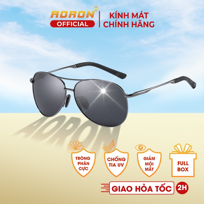 Kính Râm Nam Thời Trang Phân Cực Chống Lóa, Chống Chói Lái Xe Đi Đêm Kiểu Dáng Phi Công AK002 - AORON