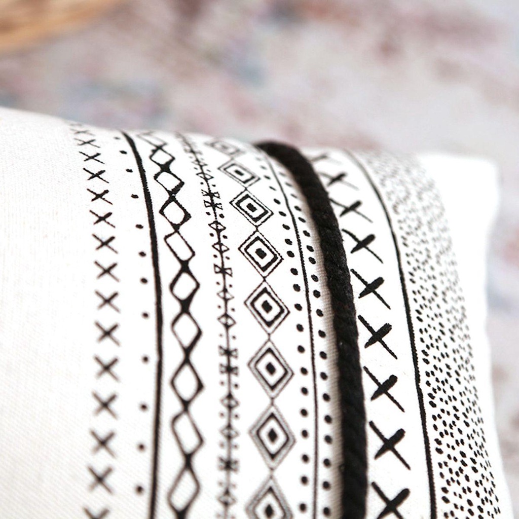 Vỏ Gối Mềm Đính Núm Tua Trang Trí Phòng Khách Phong Cách Bohemian