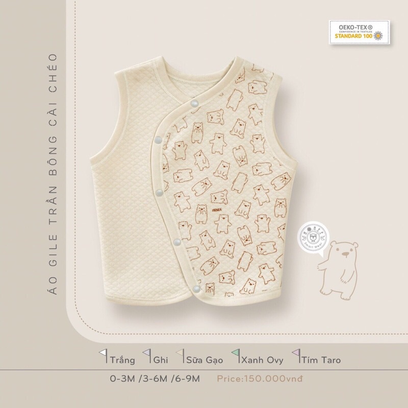 [Hrnee] Áo gile  sơ sinh cho bé trai/bé gái