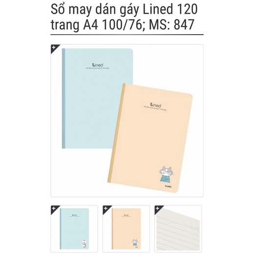 KLONG - Nguyên lốc - vở sổ may dán gáy Lined 120 / 200 trang A4 100/76; MS: 847 - 848 🐻💕