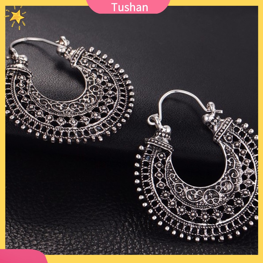 Hoa Tai Kim Loại Dáng Chữ U Phong Cách Retro