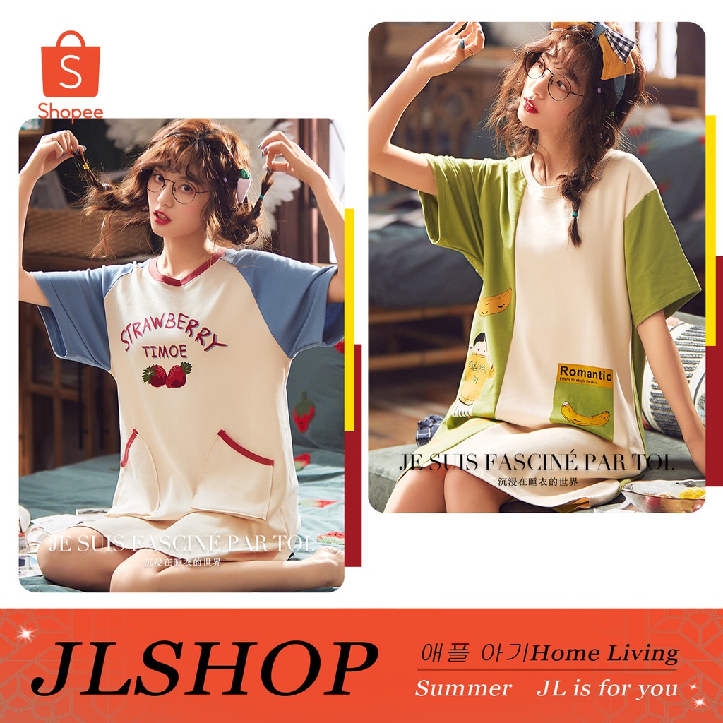 Bộ Đồ Ngủ Cotton Tay Ngắn Kiểu Hoạt Hình Xinh Xắn Cho Cặp Đôi 05 | BigBuy360 - bigbuy360.vn