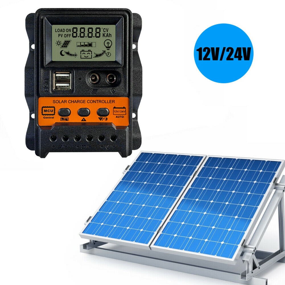 Bộ Điều Khiển Sạc Năng Lượng Mặt Trời 100% 10a 20a 30a 12v 24v Màn Hình Lcd Cổng Usb 5v Ftp