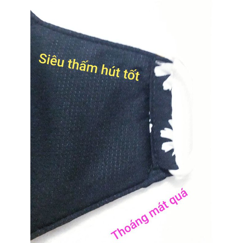 Khẩu trang vải CAO CẤP màu đen hoa cúc | BigBuy360 - bigbuy360.vn