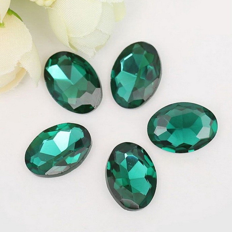 Set 50 Đá Pha Lê Hình Oval 6x8mm Đính Đá Trang Trí Quần Áo