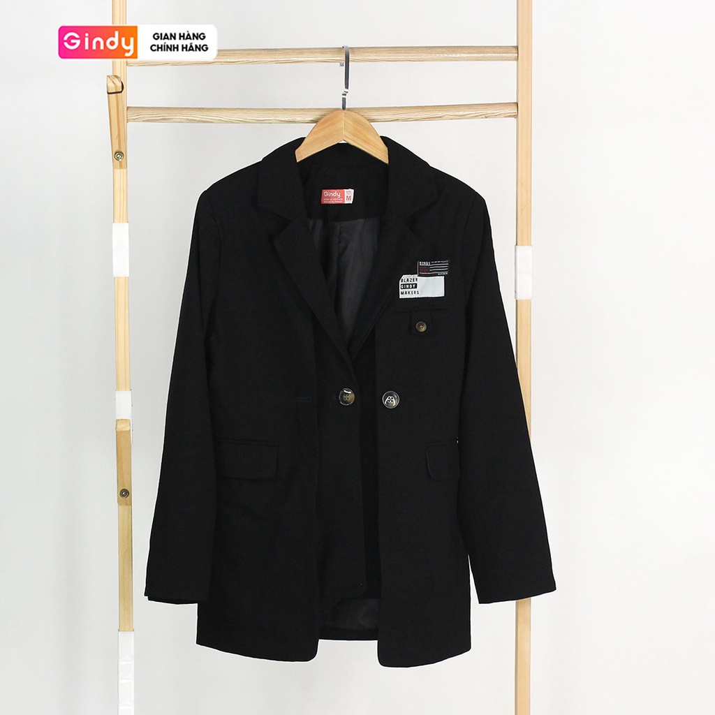 Áo vest blazer GINDY dự tiệc TẾT cá tính cool ngầu 2 lớp tay dài hàn quốc có đệm vai thời trang thu đông A9116