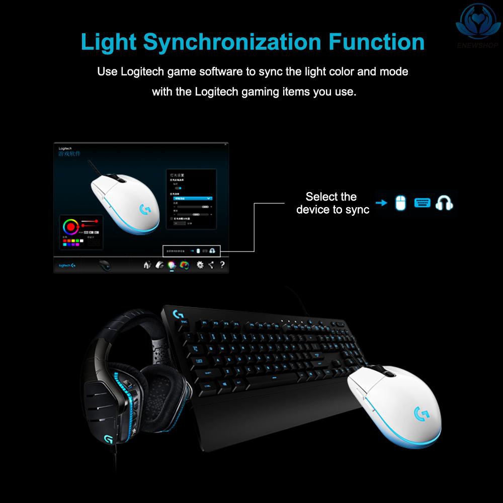 【enew】Logitech G102 Wired Gaming Mouse RGB Mice Optical 8000DPI 16.8M Color LED  Customizing 6 Programmable Buttons (White)