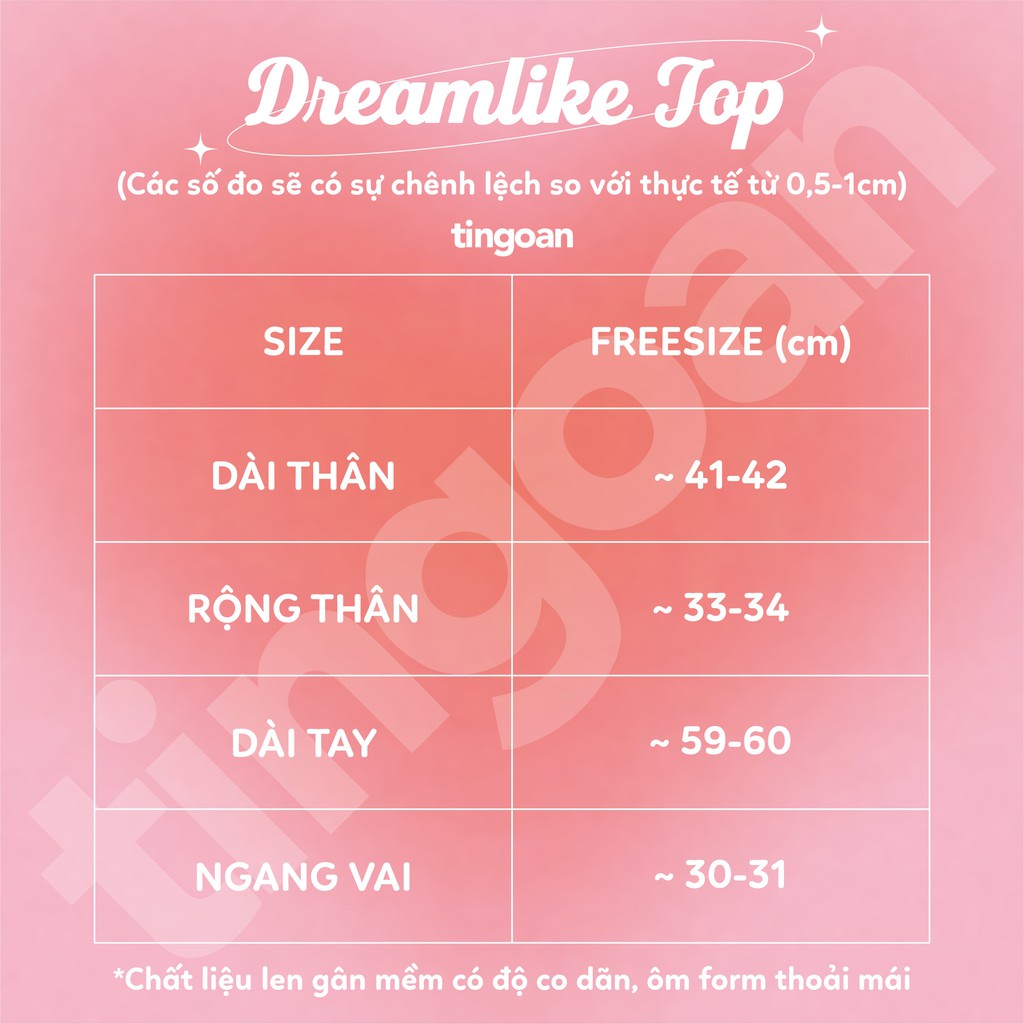 Áo len dài tay cổ vuông dọc cúc vàng nhạt tingoan DREAMLIKE TOP/YL