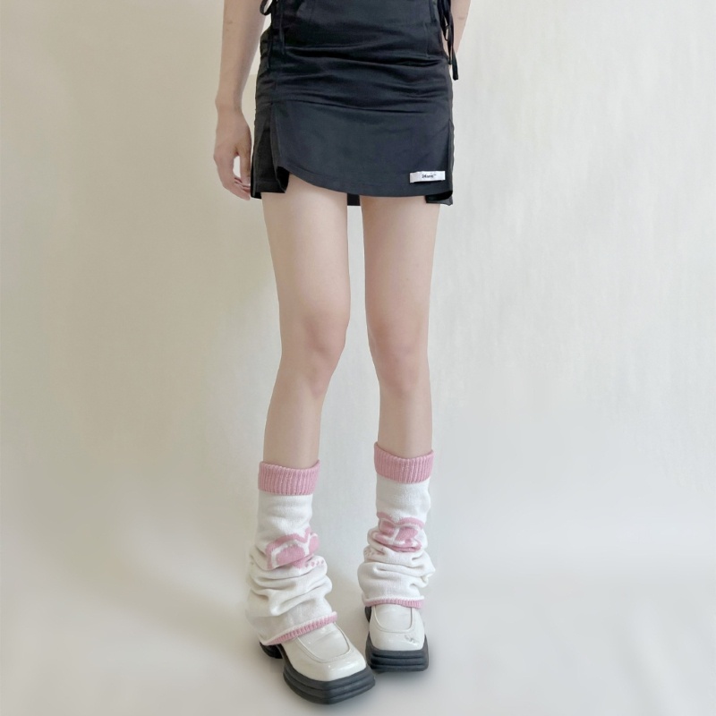 Brroa Vớ Dệt Kim Giữ Ấm Chân Mùa Thu Phong Cách Gothic Harajuku Nhật Bản Hình Trái Tim Chéo Bong Bóng Có Thể Đảo Ngược Cho Nữ Fo
