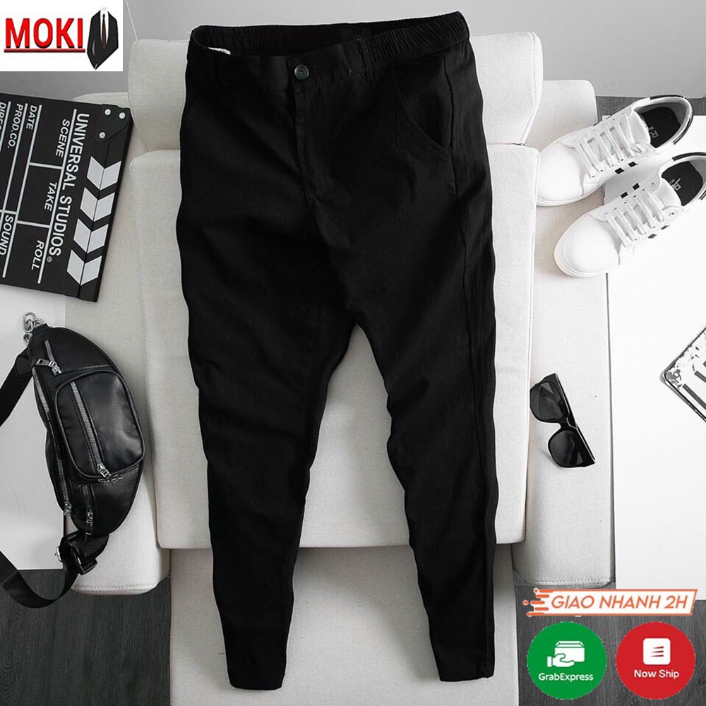 Quần đũi dài nam MOKI ống côn cạp chun dây rút - Quần nam dáng xuông trẻ trung