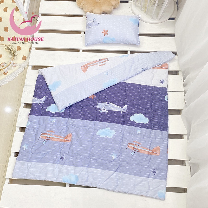 Bộ mền gối cho bé đi học 1-5 tuổi, vải Tencel cao cấp mềm, mát lạnh, họa tiết bé trai, gái đáng yêu