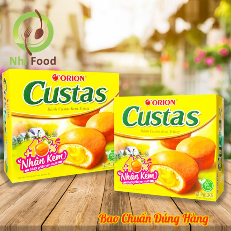 Bánh Bông Lan Orion Custas, Hộp 12 Cái 276g, Hàng Có Sẵn