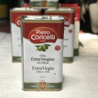 (3L) Dầu oliu extra virgin Pietro Coricelli - ép lạnh 100% từ quả oliu. Dầu oliu nguyên chất.