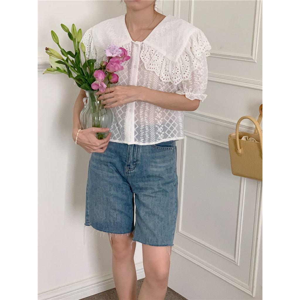 Áo Sơ Mi Ngắn Thêu Hoa Tinh Tế 52758