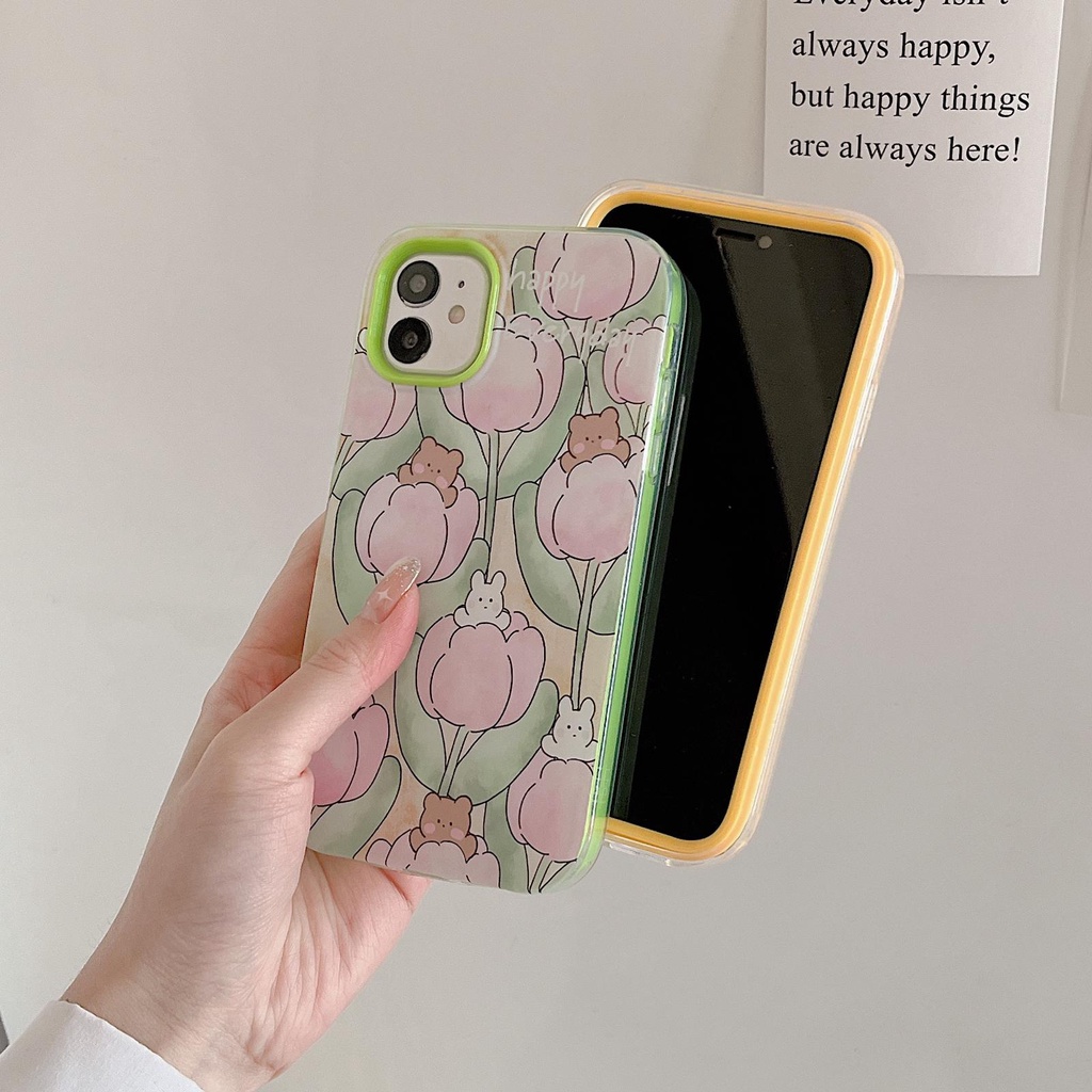 Ốp Điện Thoại Tpu Silicon Dày Mềm Chống Sốc Hình Hoa Cúc 3 Trong 1 Cho iPhone 13 12 11 Pro Max XR 8 7 Plus